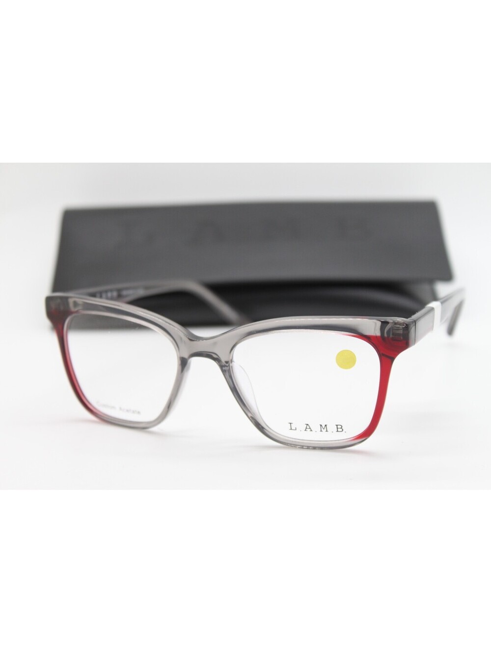NEW L.A.M.B. LA095 GRY GREY RED AUTHENTIC EYEGLASSES W/CASE 50-18